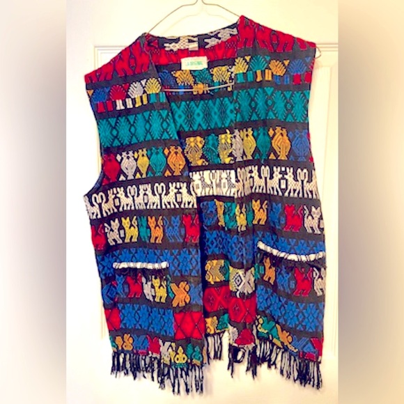 Authentic Guatemalan Handwoven Poncho Vest - Picture 1 of 4